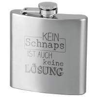 contento hip flask, brushed stainless steel, with laser engraving, 180 ml